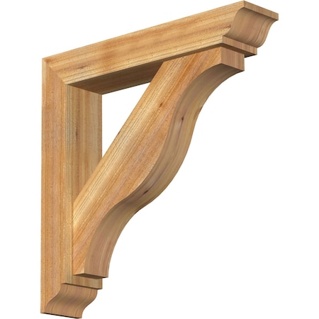 Funston Traditional Rough Sawn Bracket W/ Offset Brace, Western Red Cedar, 6W X 30D X 30H